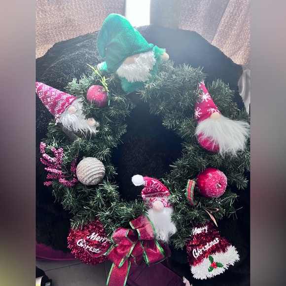 Homemade Custom Holiday Gnome Wreath (can add lights) - Picture 2 of 8
